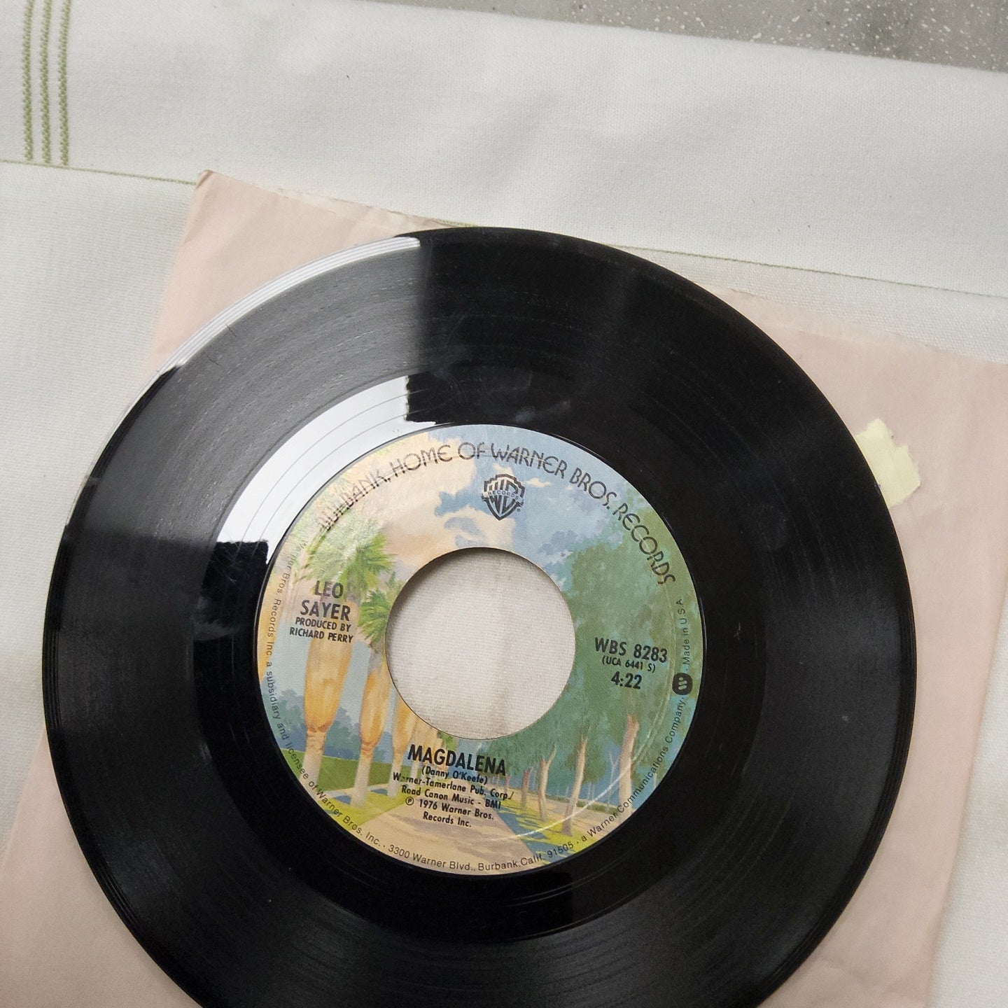 45 double sided record Leo Sayer "You make me feel like dancing" and "Magdalena" Warner bros records