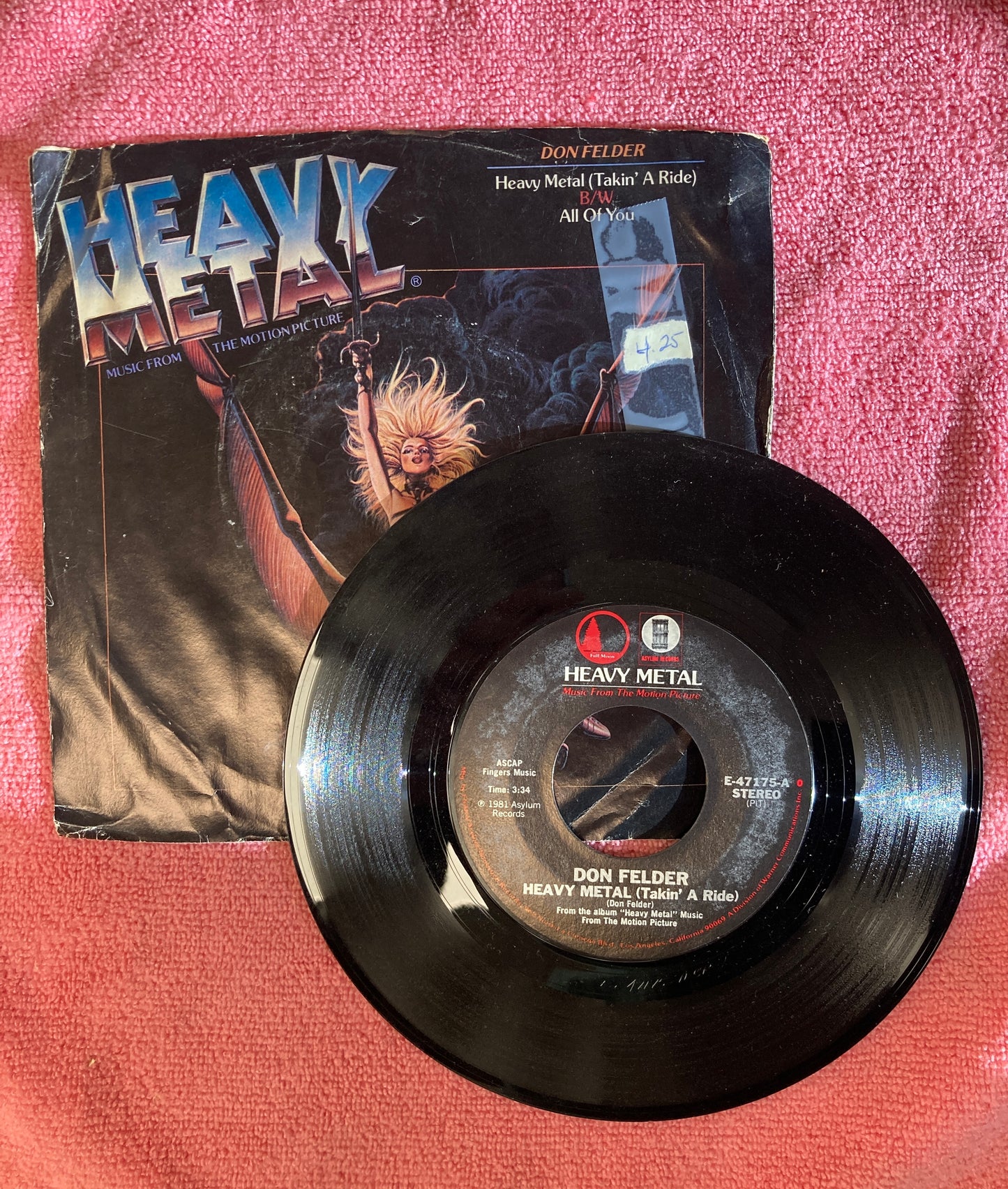 45 double sided record Don Felder "Heavy Metal" and "All of you" 1981