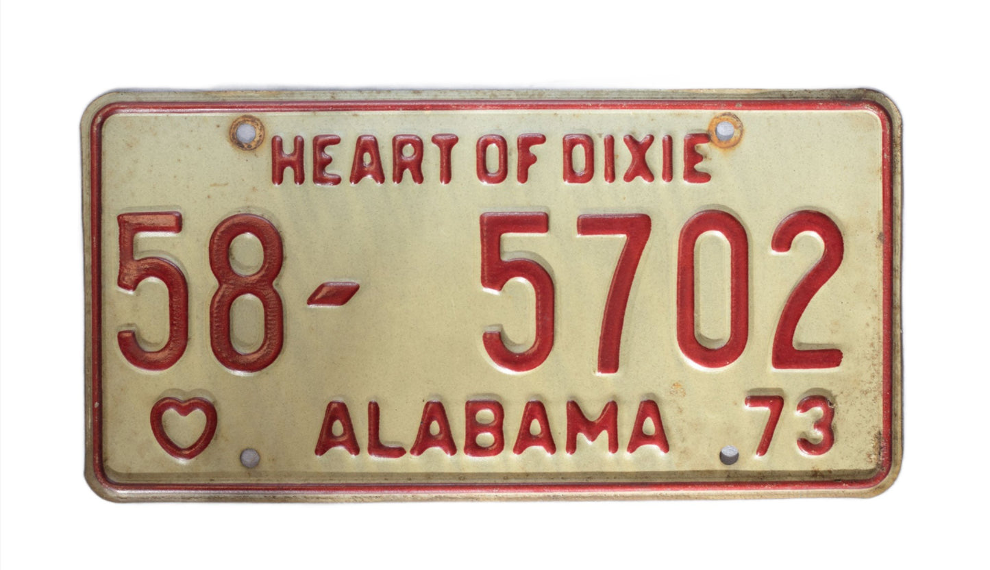 Vintage Shelby County, Alabama license plate 1973 / 58-5702