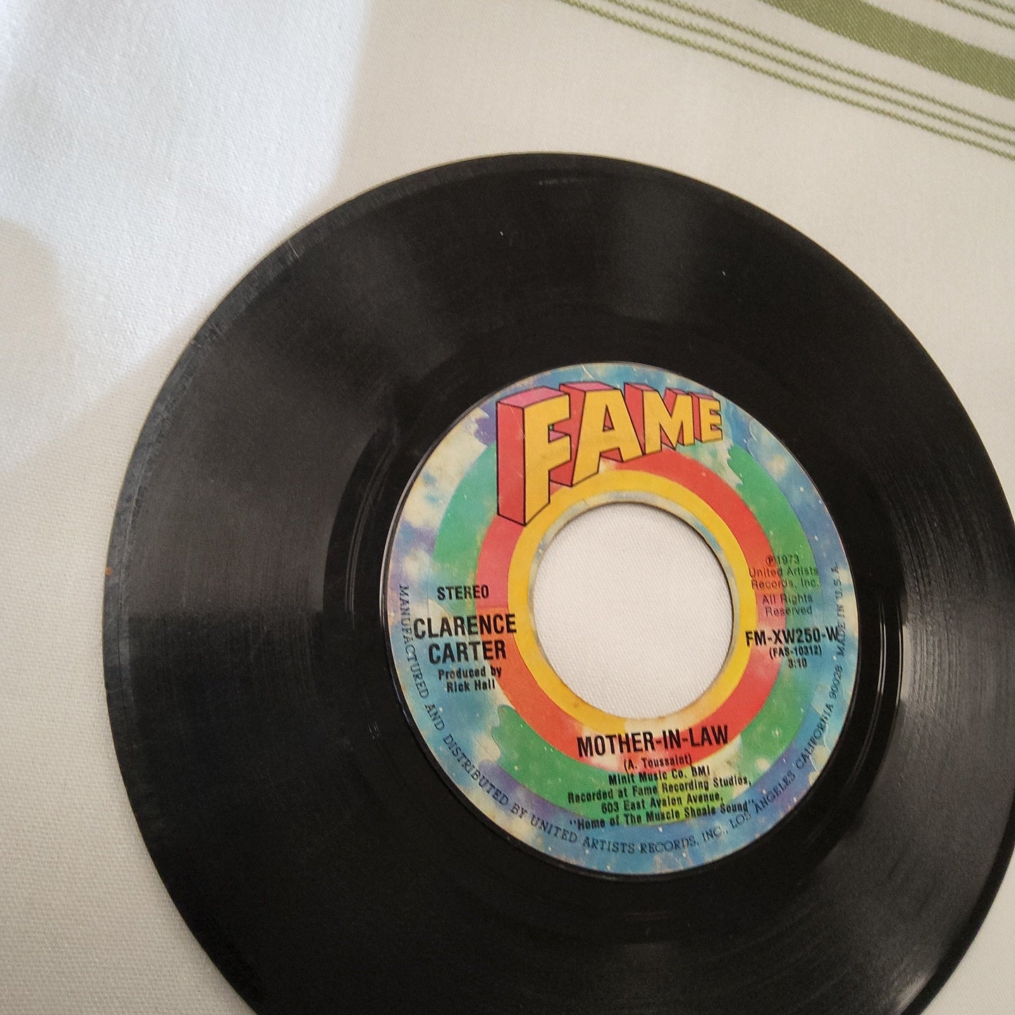 45 record recorded at Fame Studio by Clarence Carter