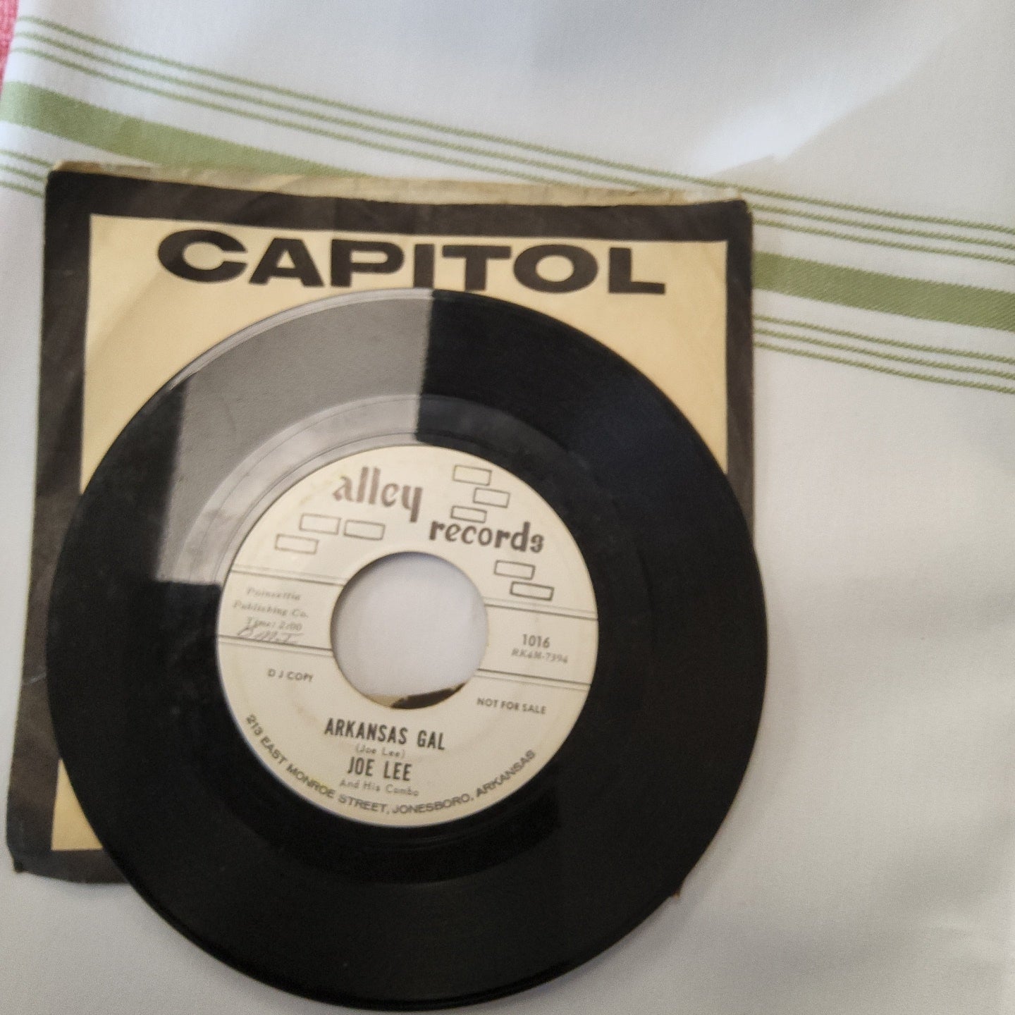 45 double sided record by Joe Lee "Arkansas Gal" and "They lied about you featuring Charles Mayor"