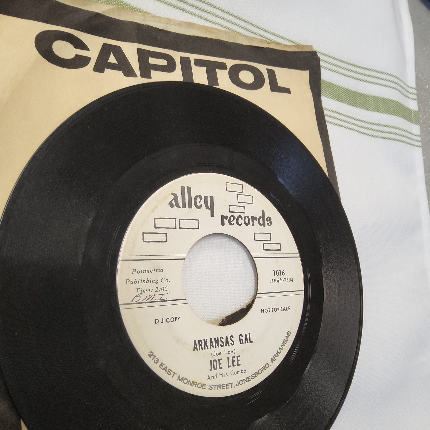 45 double sided record by Joe Lee "Arkansas Gal" and "They lied about you featuring Charles Mayor"