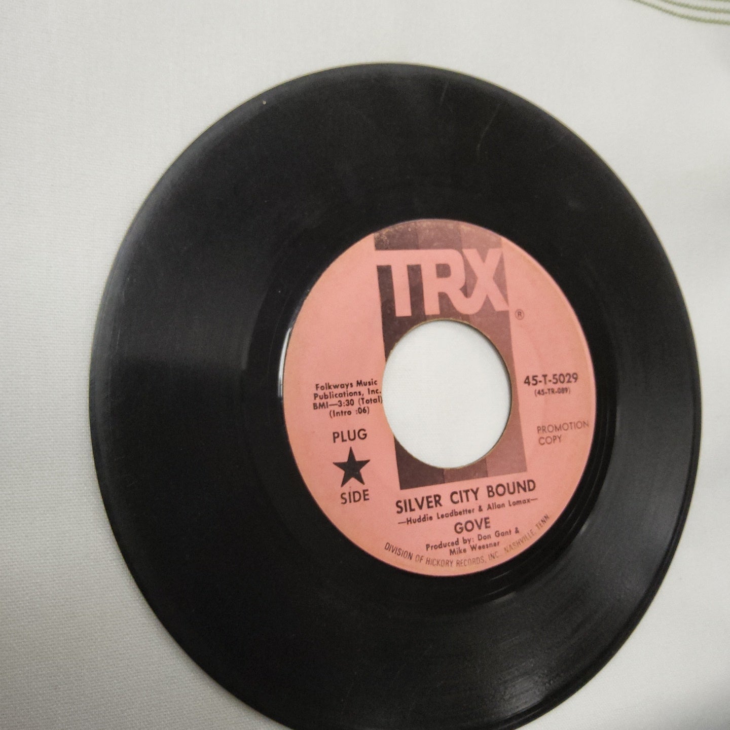 45 double sided record Gove "Silver City Bound" and "Looking out my window" promotion copy