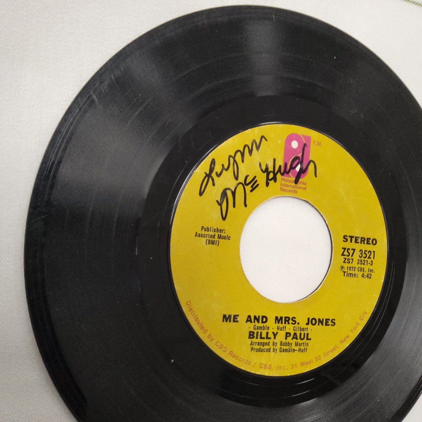 45 double sides record Billy Paul "Your Song" and "Me and Mrs. Jones"