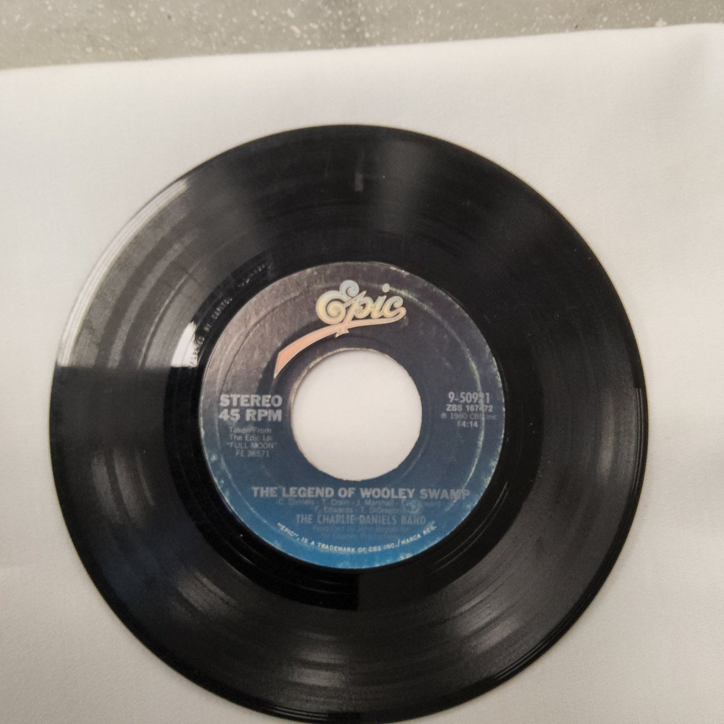 45 Double sided record The Charlie Daniels Band "Money" and "The legends of wooley swamp"