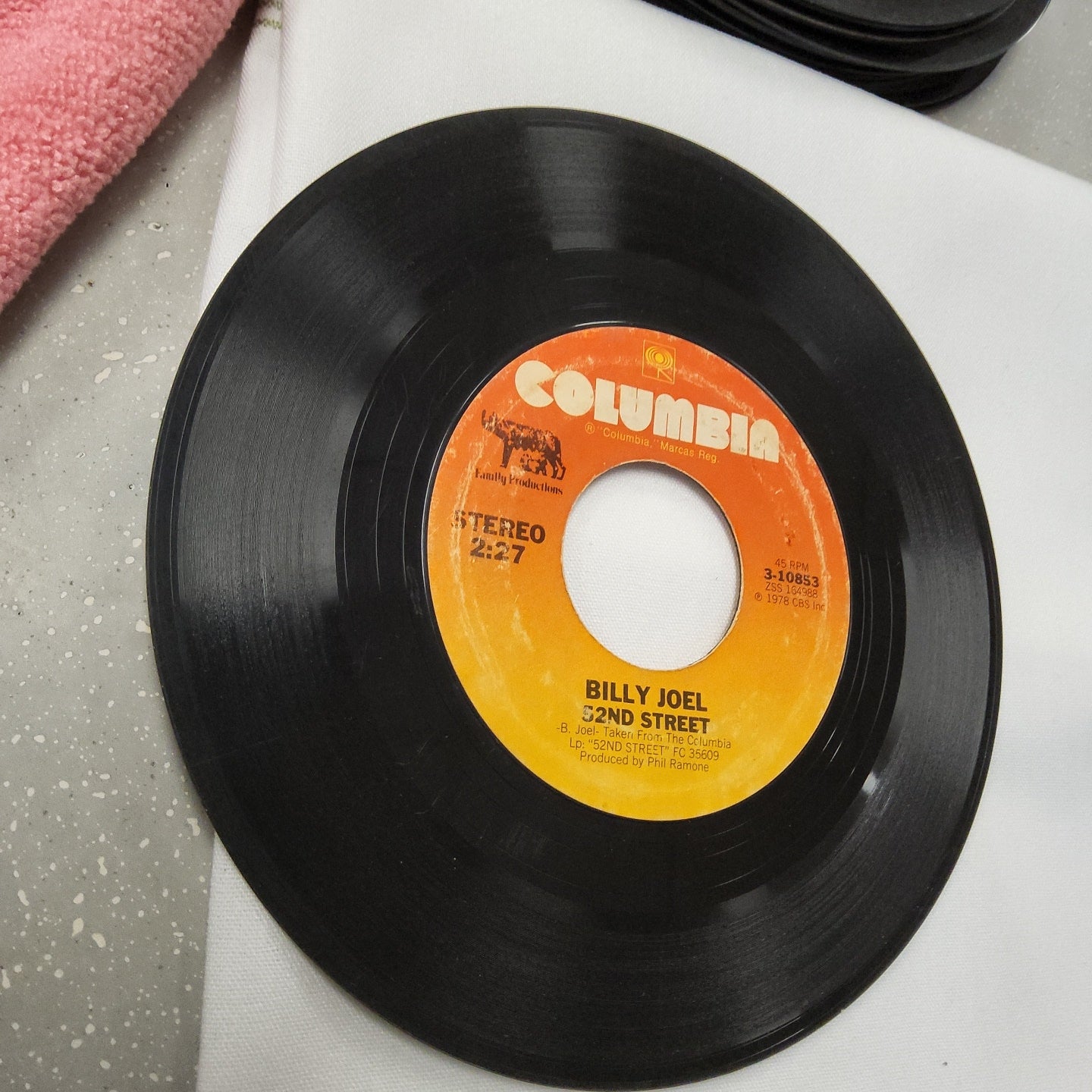 45 Columbia Record Billy Joel "  My Life" and " 52nd Street"