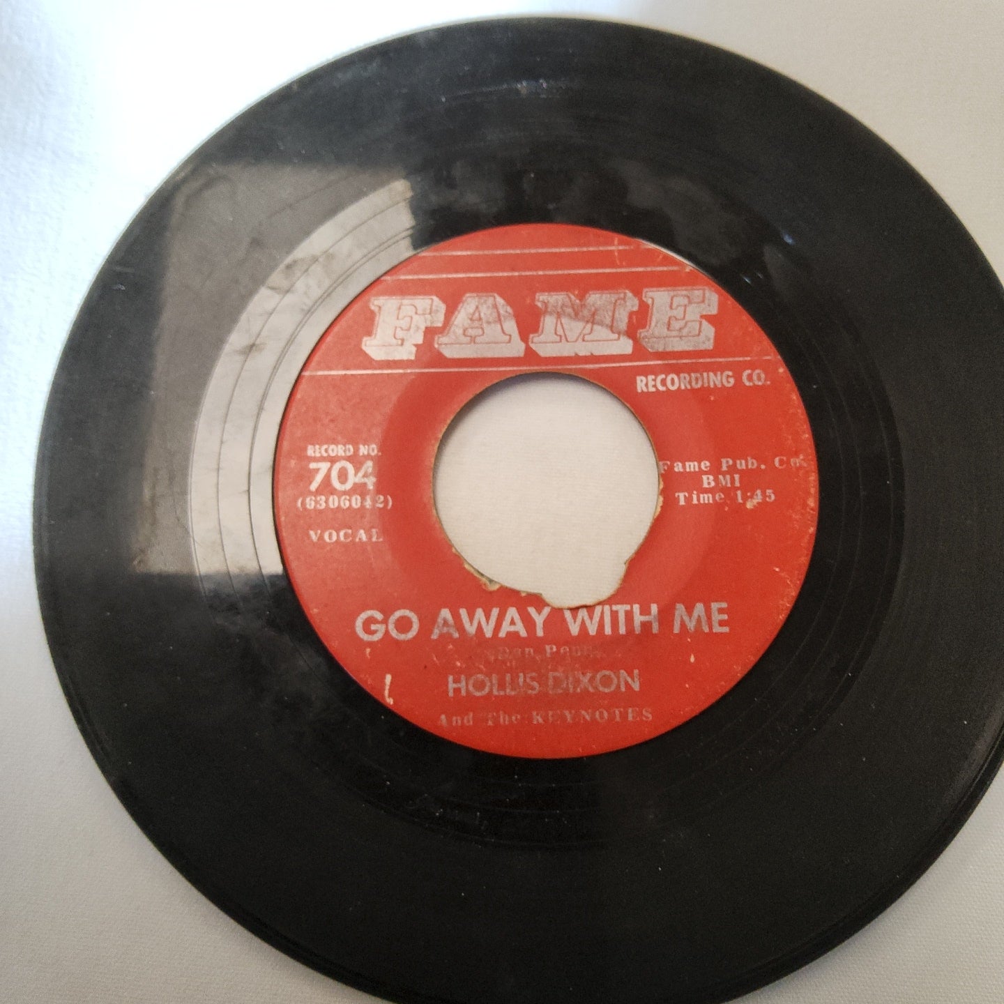 45 double sided record Hollis Dixon "Go away with me" and "Time will tell"