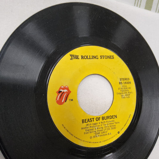 45 double sided record The Rolling Stones "Beast of Burden" and "When the whip comes out"  1978