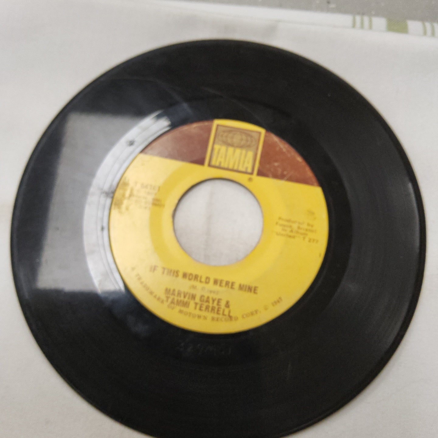 45 double sided record Marvin Gaye and Tammi Terrell "If this world were mine" and "If I could build my world around you"