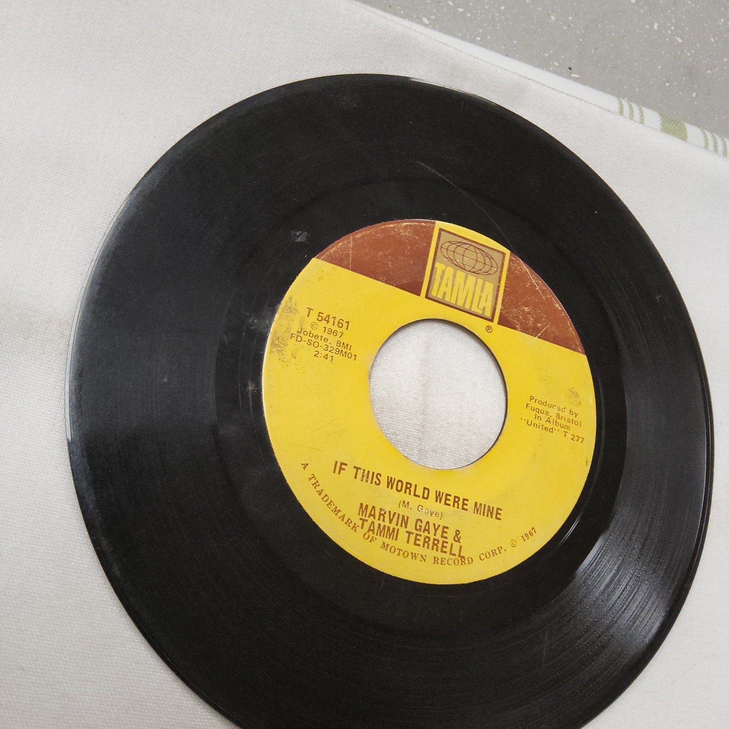 45 double sided record Marvin Gaye and Tammi Terrell "If this world were mine" and "If I could build my world around you"