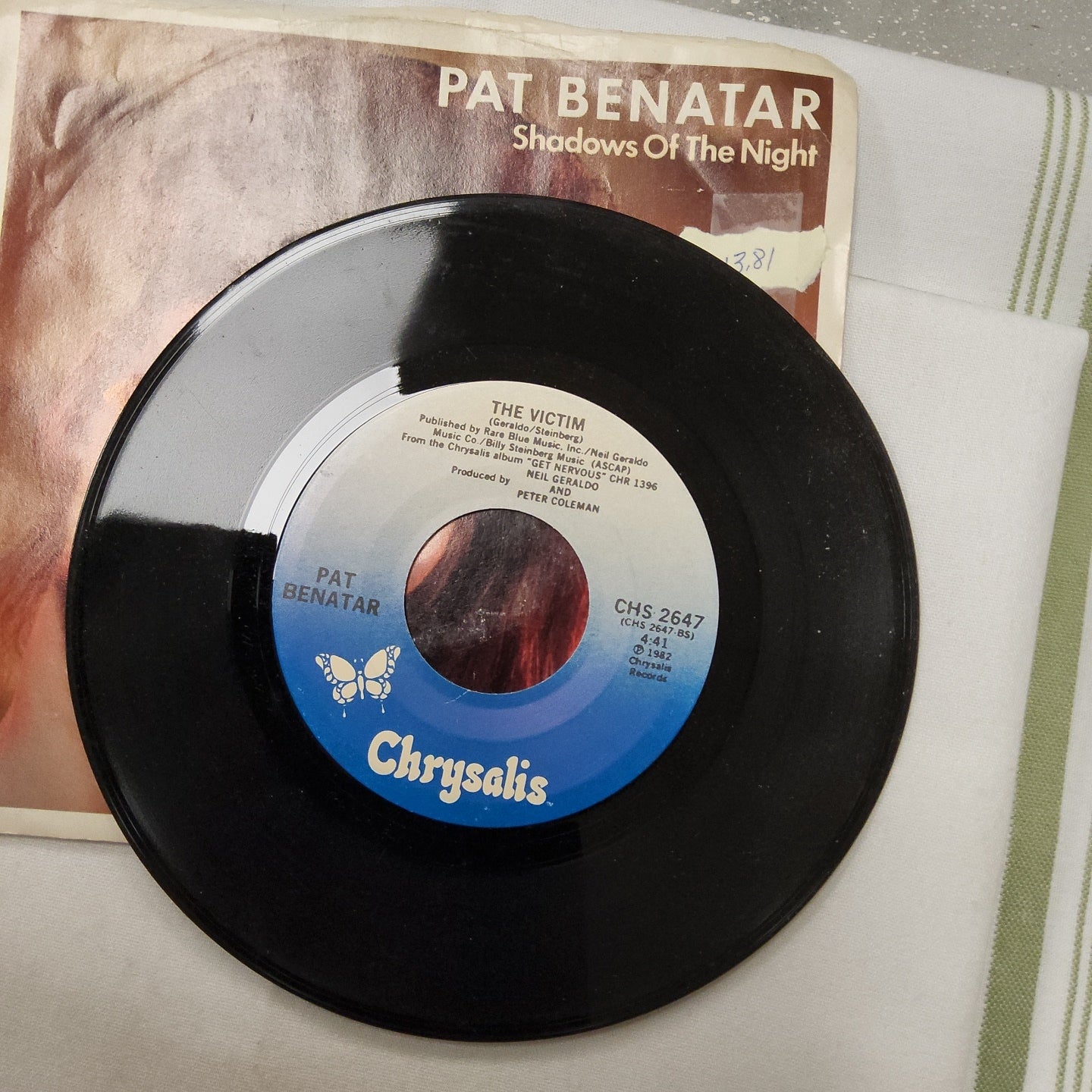 45 double sided record Pat Benatar Chrysalis album 1982