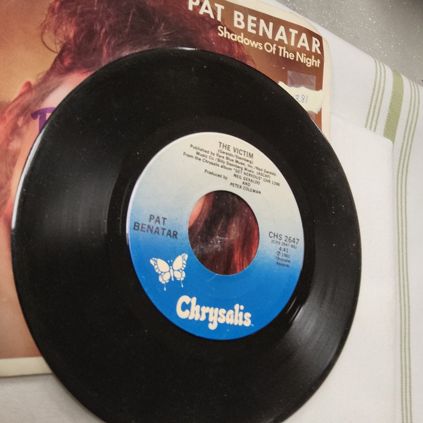 45 double sided record Pat Benatar Chrysalis album 1982