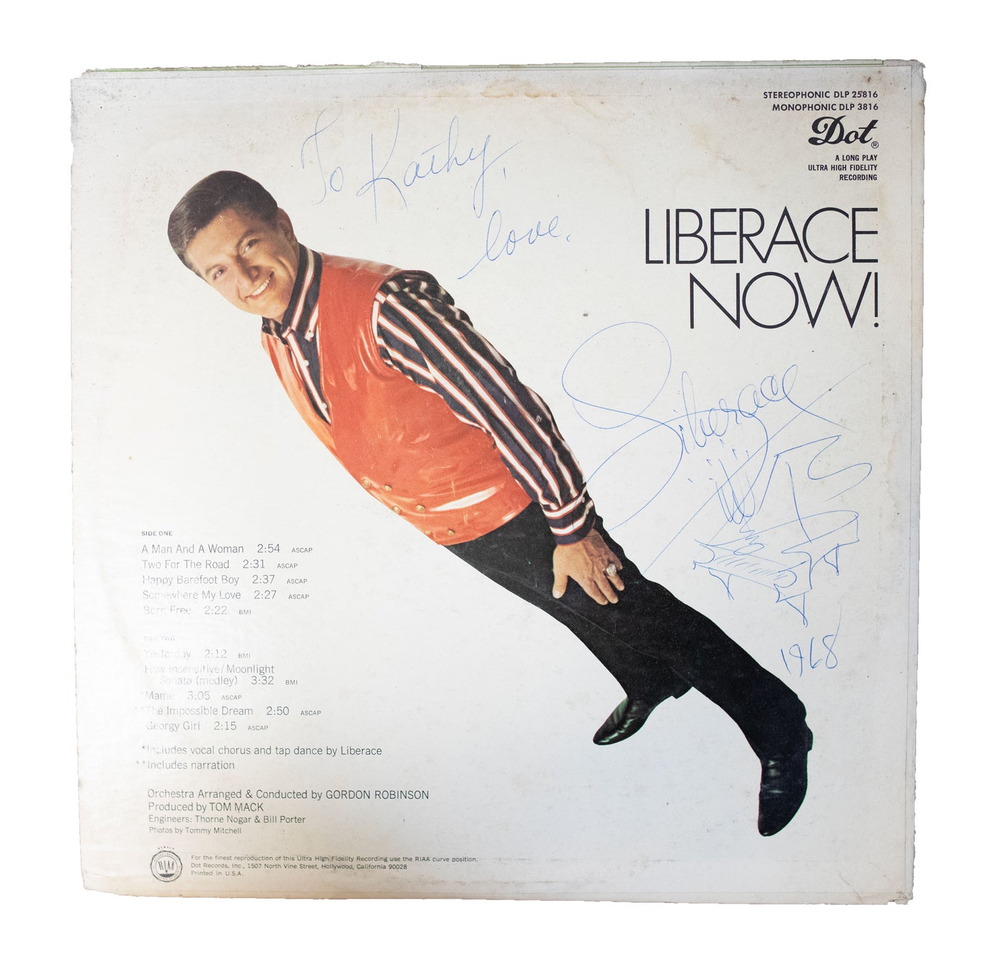 LP Record Autographed Liberace Now - A Man and A Woman