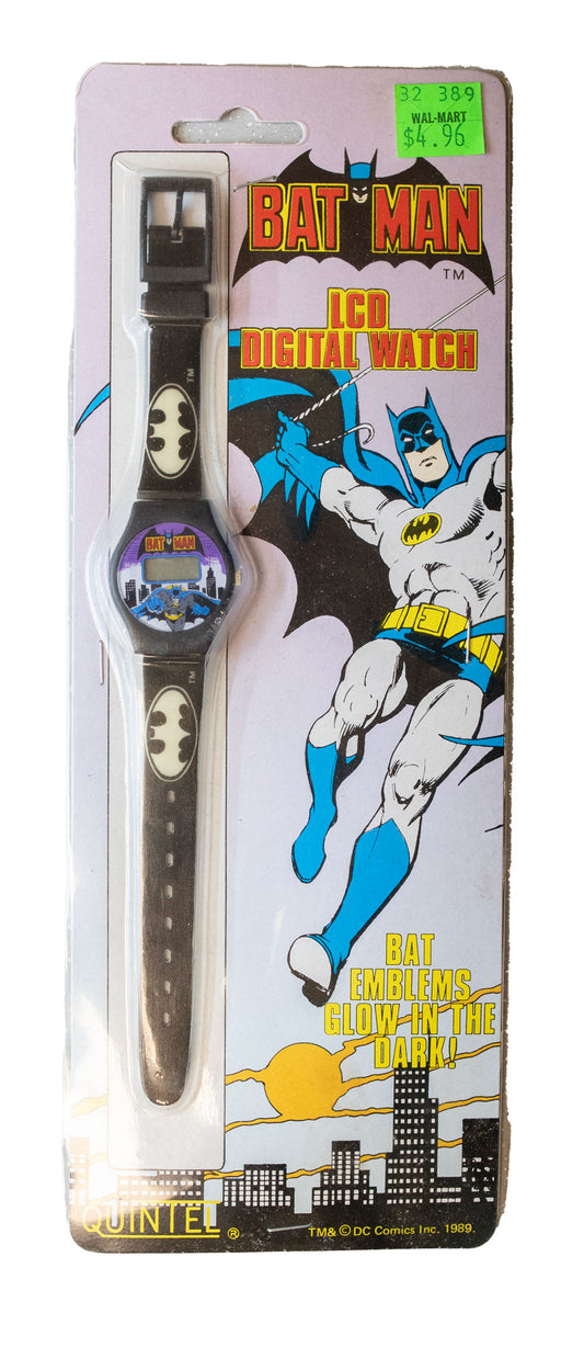 Batman LCD Digital Watch Quintel DC Comics 1989 glow in the dark