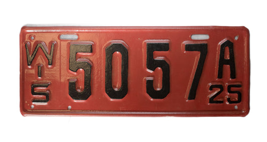 Restored antique Wisconsin 1925 license plate / 5057 A