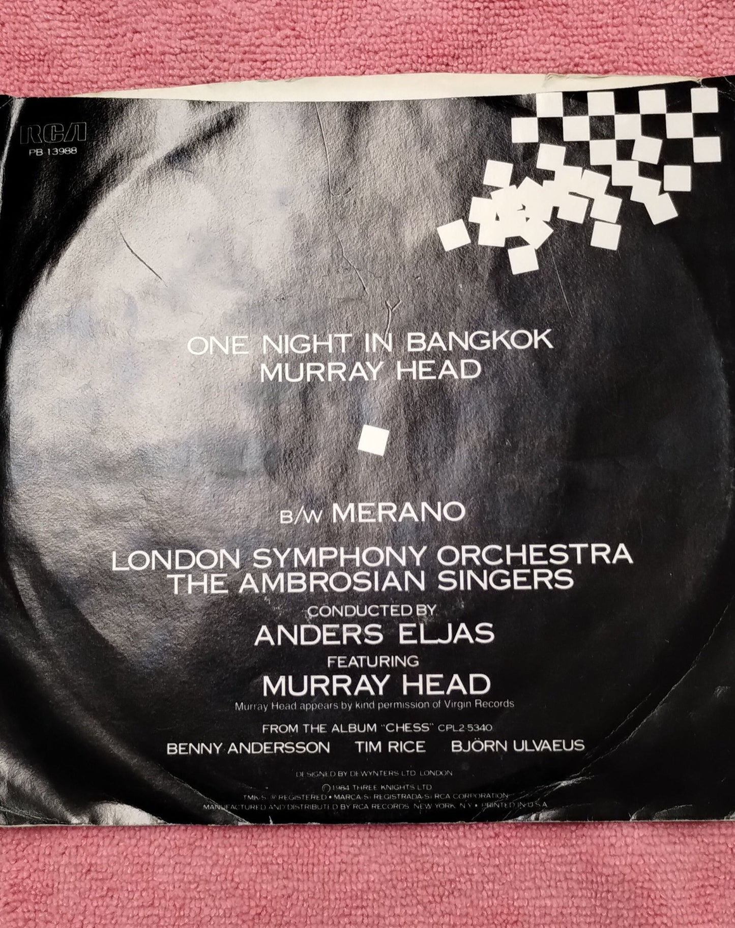 45 double sided record Murray Head chess record "one night in Bangkok" and "Merano"