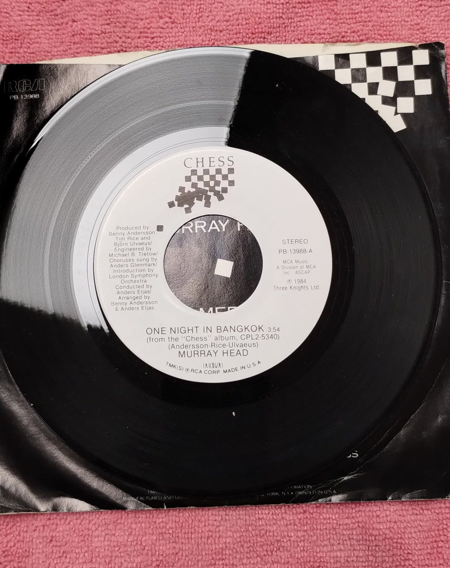 45 double sided record Murray Head chess record "one night in Bangkok" and "Merano"