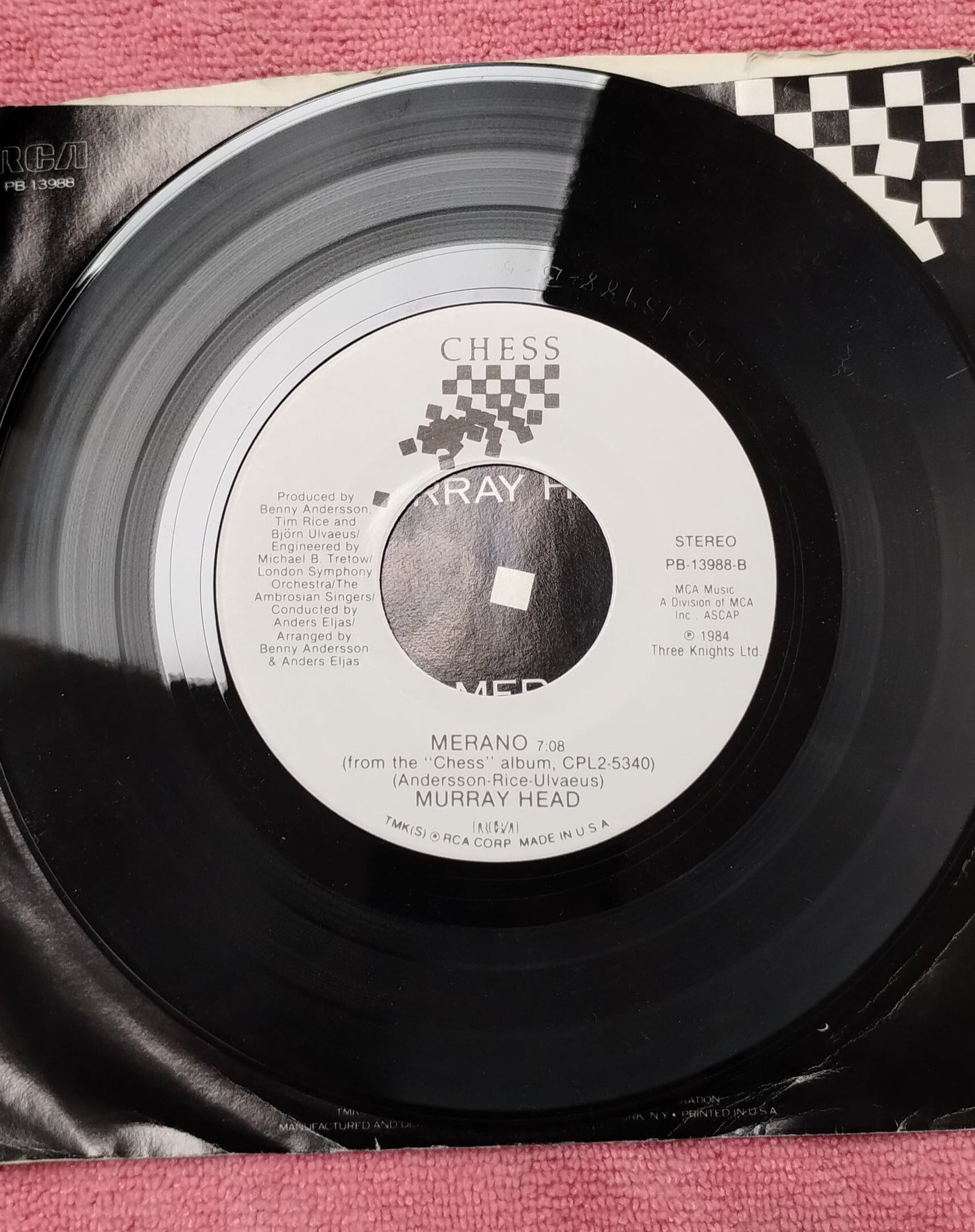 45 double sided record Murray Head chess record "one night in Bangkok" and "Merano"