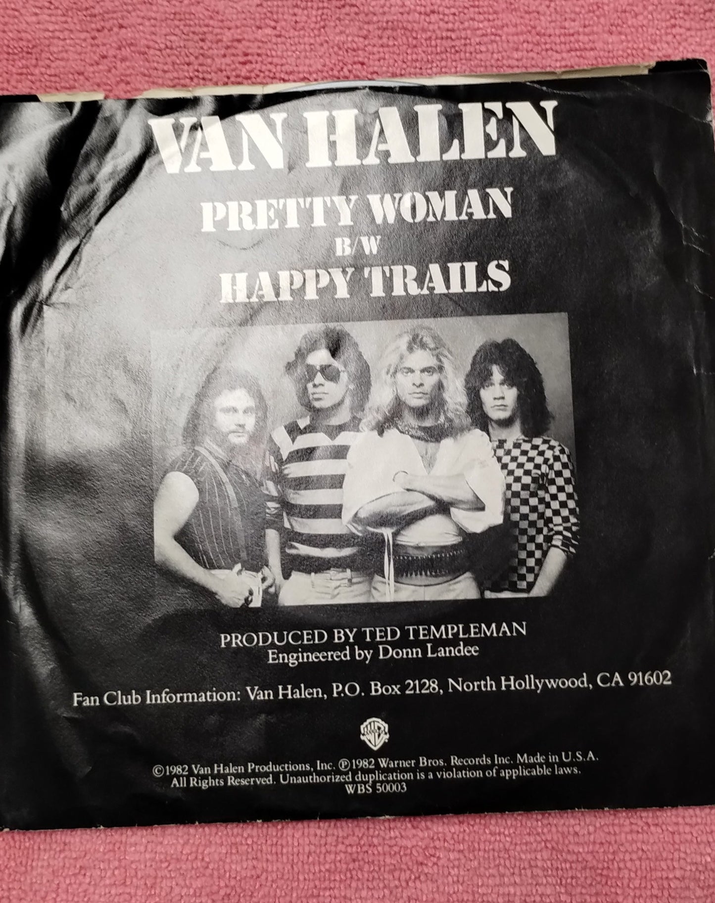 45 double sized record Van Halen "Happy trails" and "Pretty Woman"