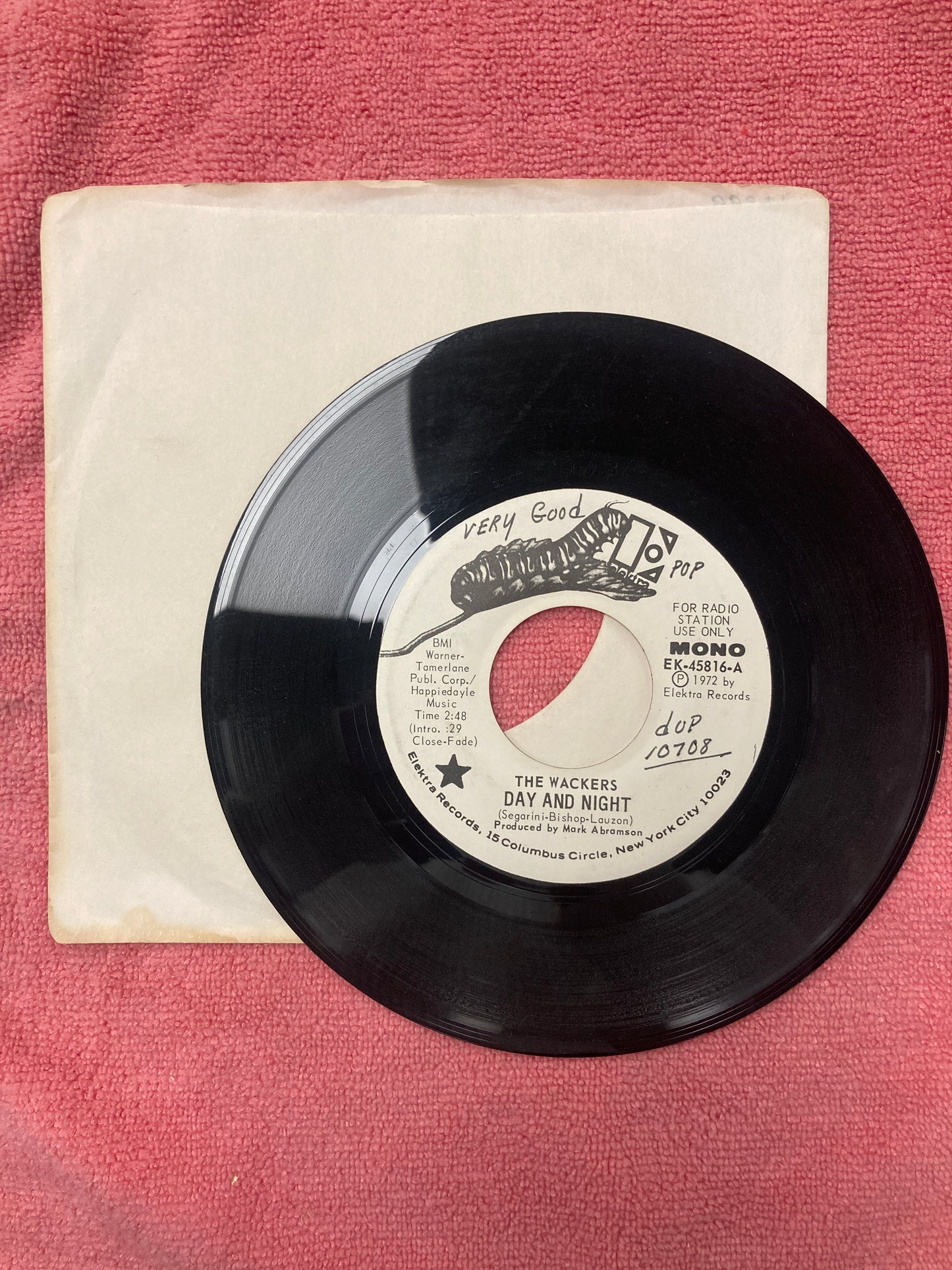 45 double sided record The Wackers "Day and Night" and "Last Dance"