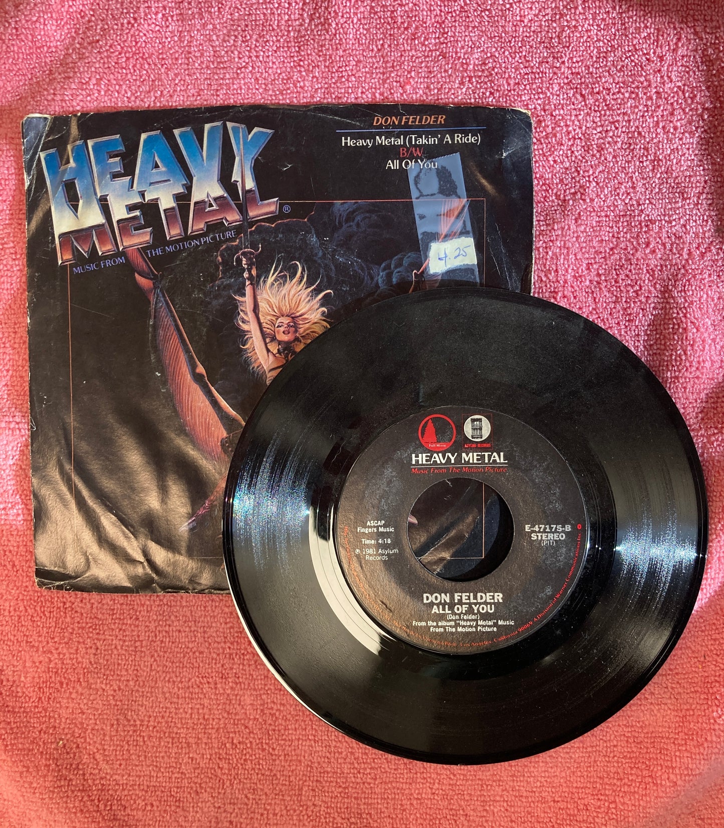 45 double sided record Don Felder "Heavy Metal" and "All of you" 1981