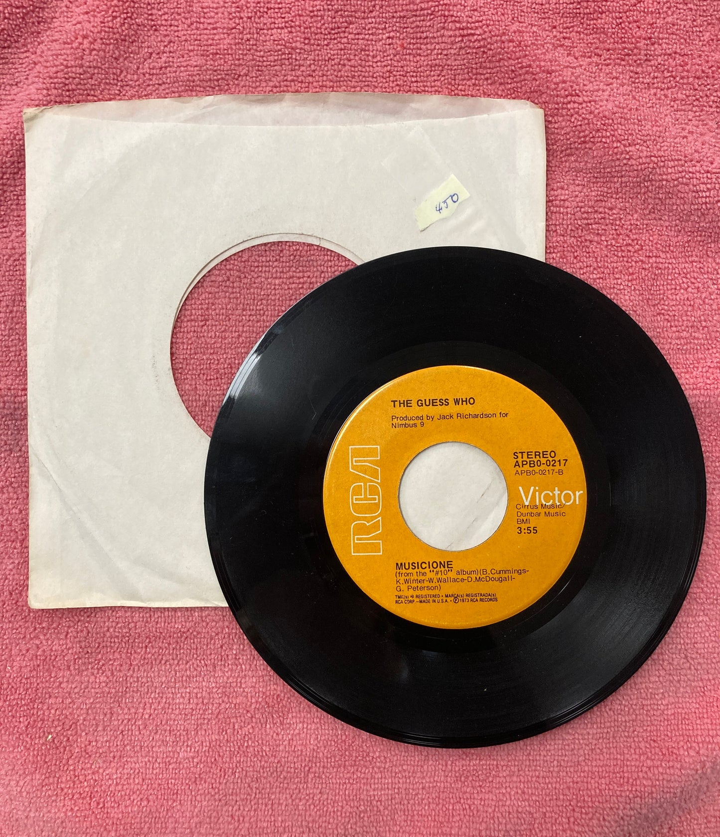 45 double sided record The Guess Who "Star Baby" and "Musione"