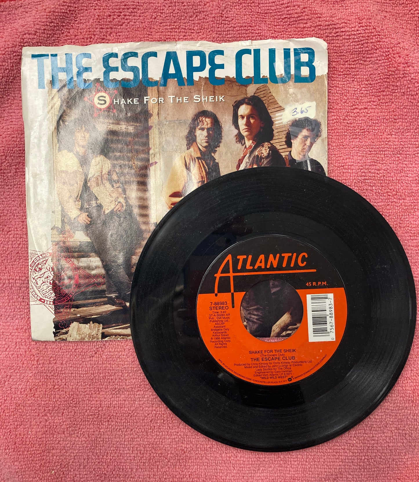 45 double sided record The Escape Club "Working for the fatman" and "Shake for the sheik"