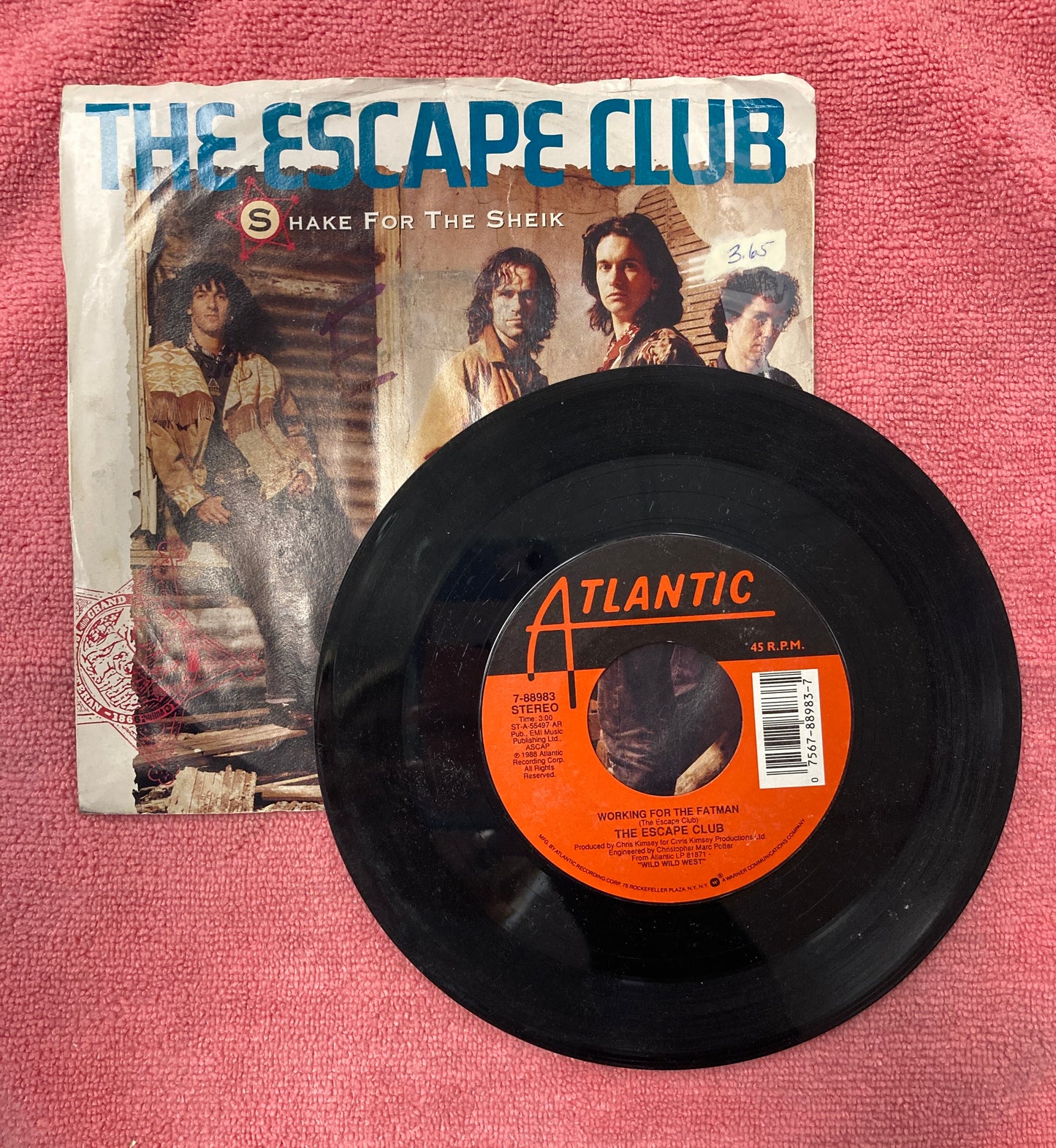 45 double sided record The Escape Club "Working for the fatman" and "Shake for the sheik"