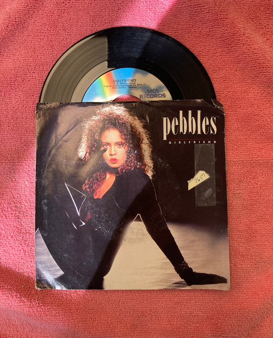 45 double sided record Pebbles "Girlfriend" and "Girlfriend (instrumental)"