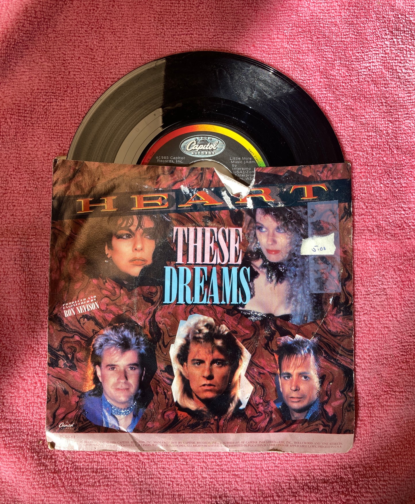 45 double sided record HEART "These dreams" and "Shell Shock"