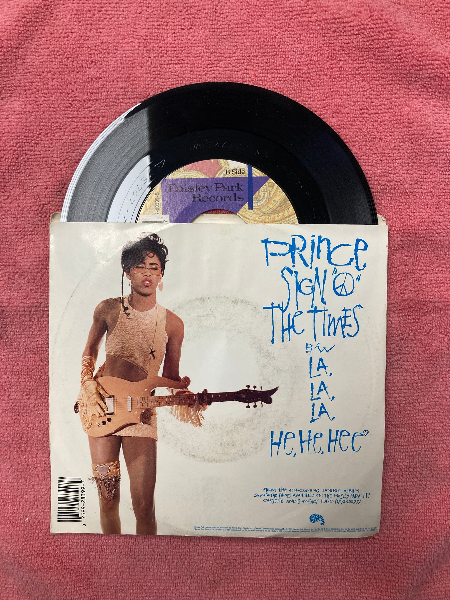 45 double sided record Prince "Sign the times" and La La La" 1987