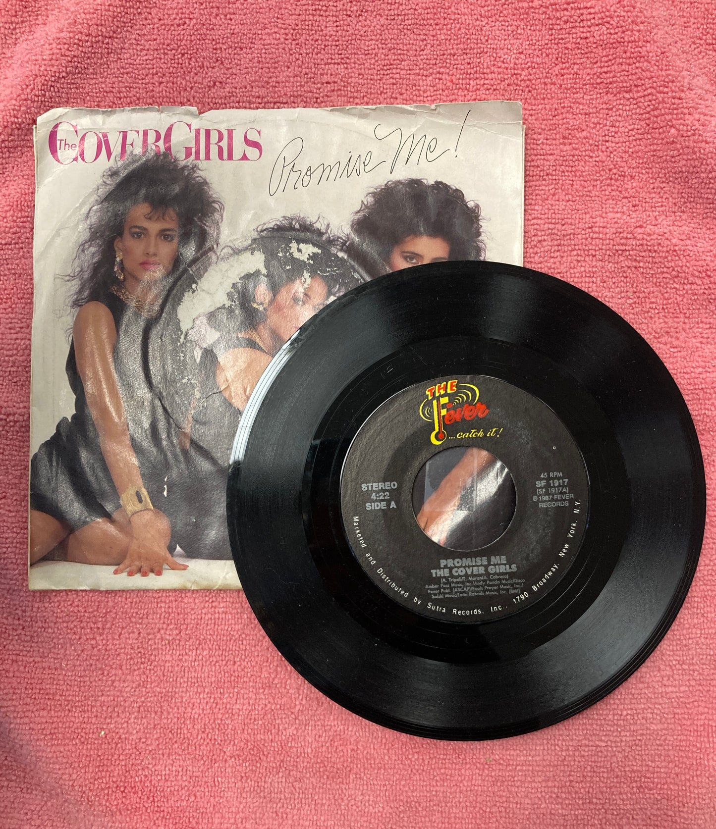 45 double sided record The Cover Girls "Promise Me" and "One Night Affair"