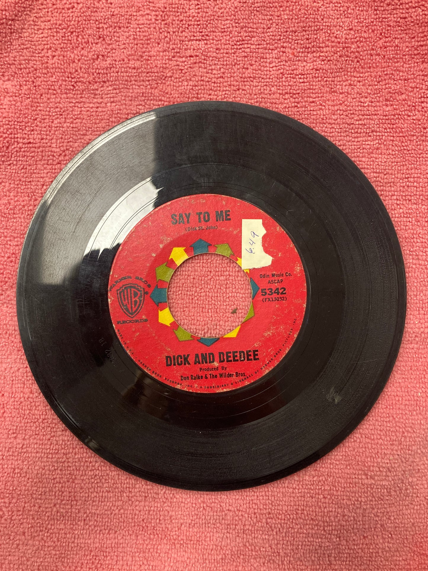 45 double sided record Dick and DeeDee "Young in love" and "Say to me"