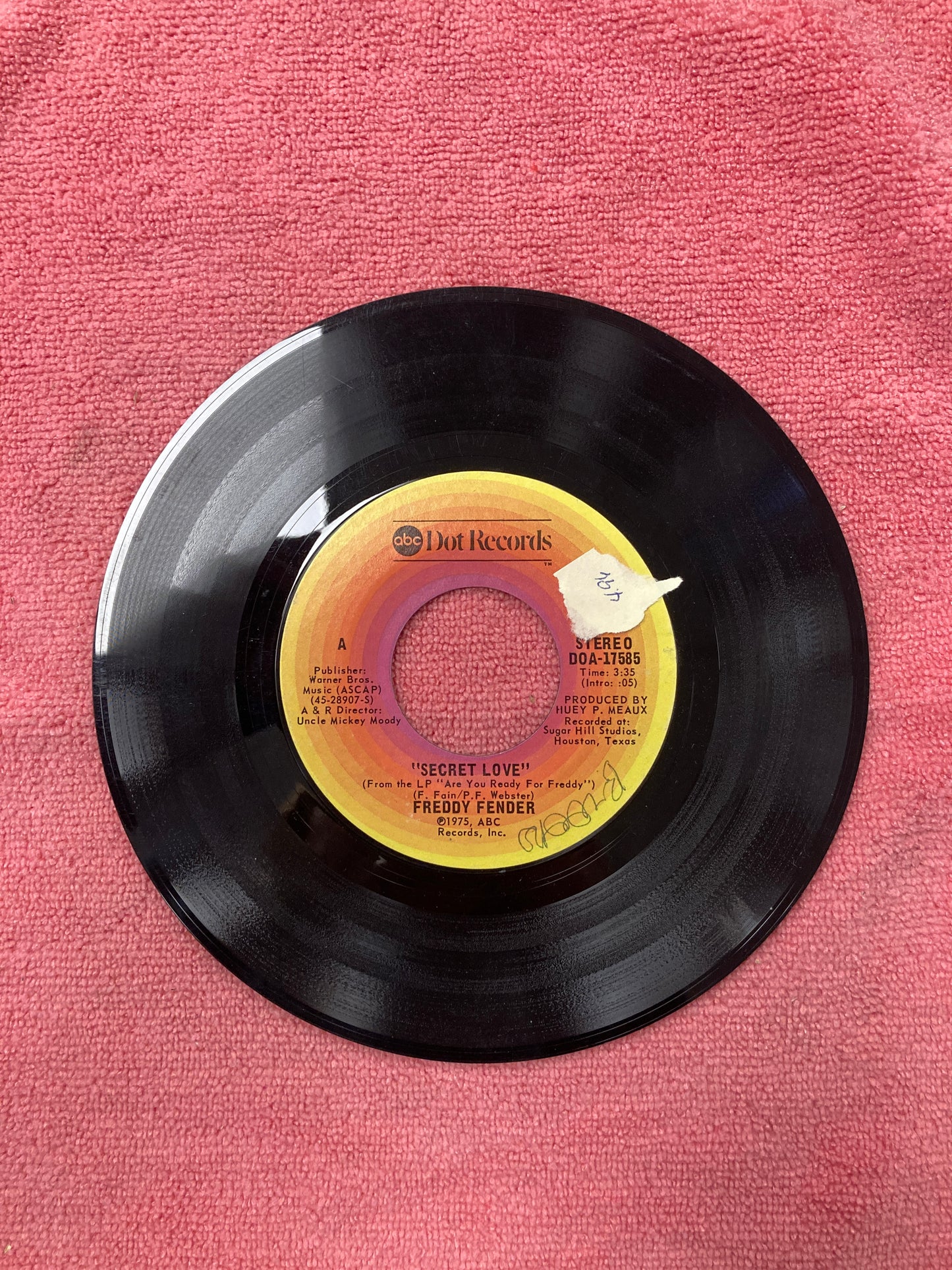 45 double sided record Freddy Fender "Loving Cajun Style" and "Secret Love"