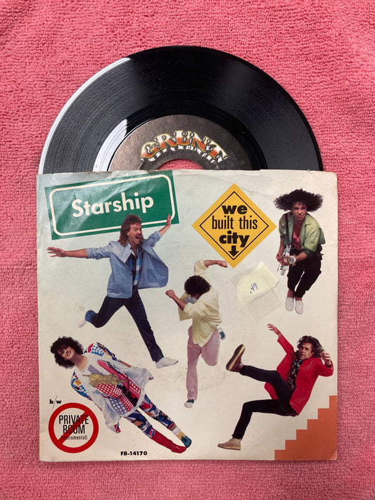 45 double sided record Starship "Private Room ( instrumental) " and "We built this city"