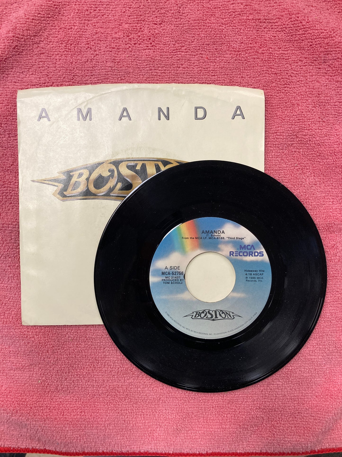 45 double sided record Boston "Amanda" and "My Destination"