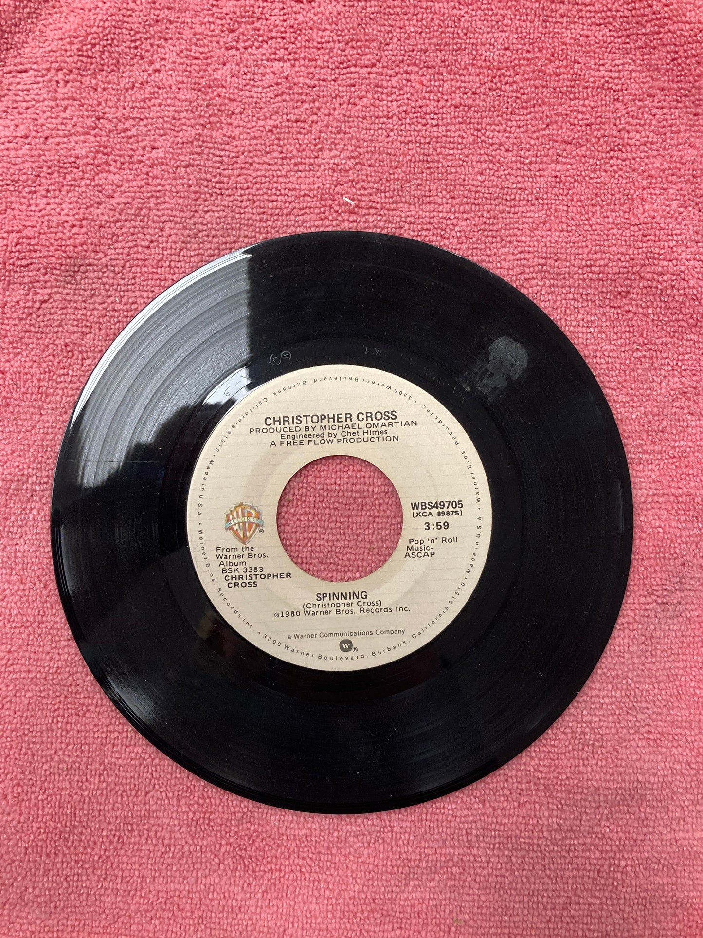 45 double sided record Christopher Cross "Spinning" and "Say you'll be mine"