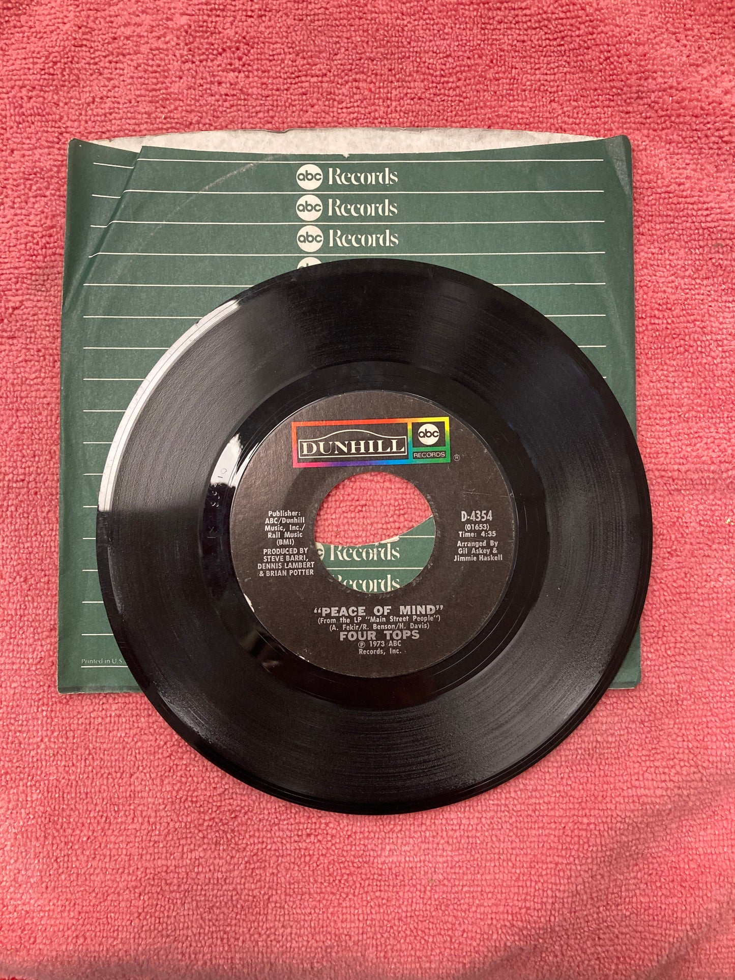 45 double sided record Four Tops "Are you man enough" and "Peace of mind"