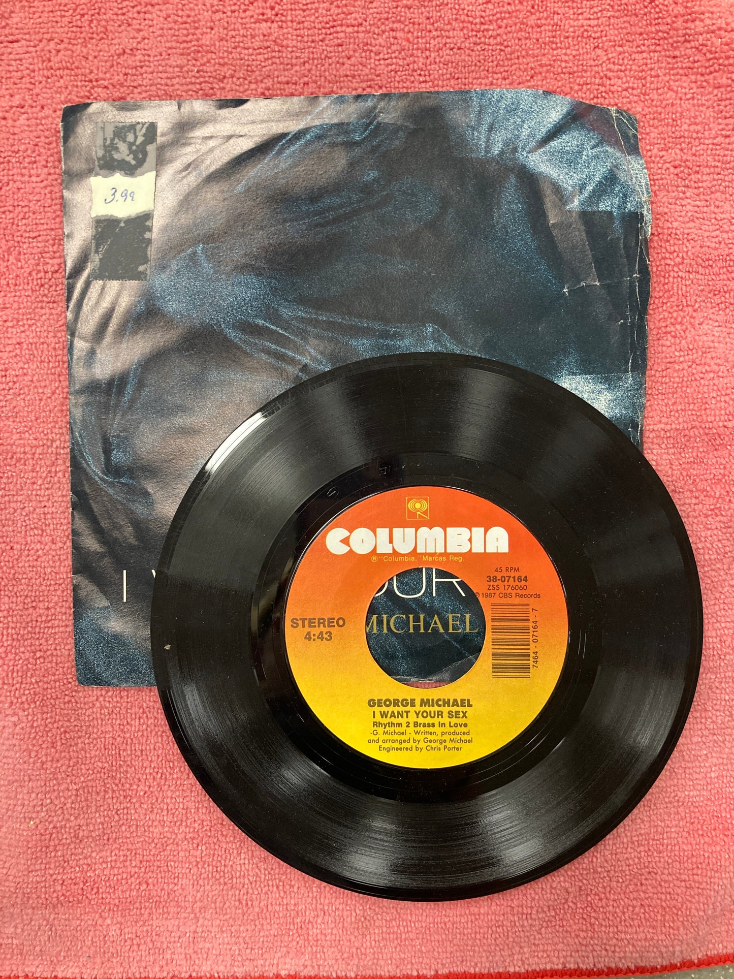 45 double sided record George Michael "I want your sex" featuring both rhythm 1 and 2