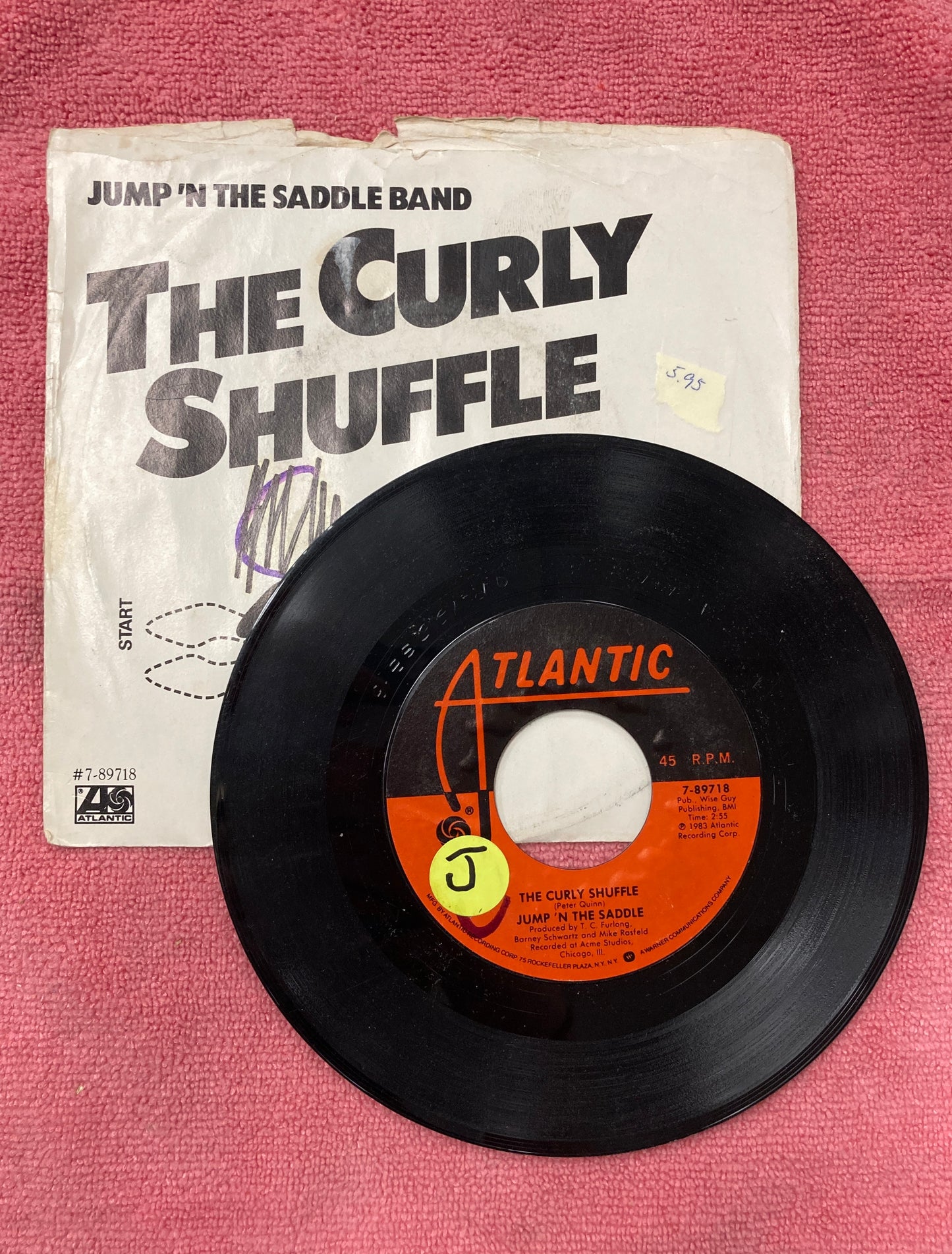 45 double sided record Jump'n the Saddle "The Curly Shuffle" and "Jump for Joy"