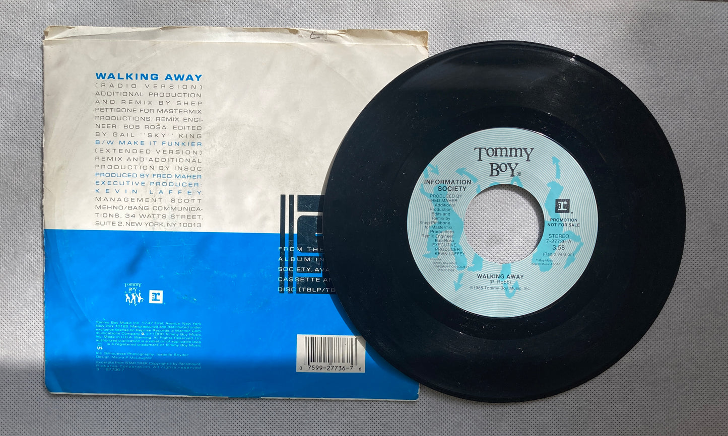 45 single sided Tommy Boy record "Walking Away"