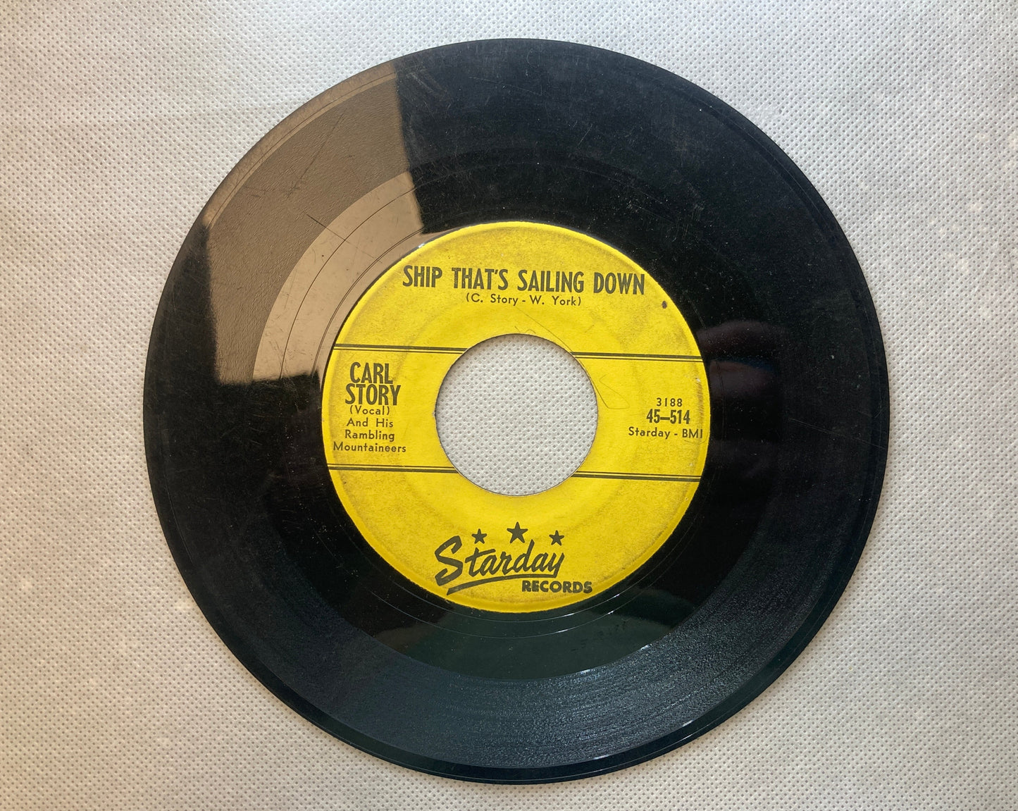 45 double sided Carl Story record "Someone's last day" and "Ship that's sailing down"