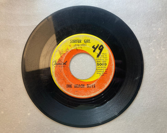 45 double sided The Beach Boys record "Surfer girl"  and "little deuce coupe"