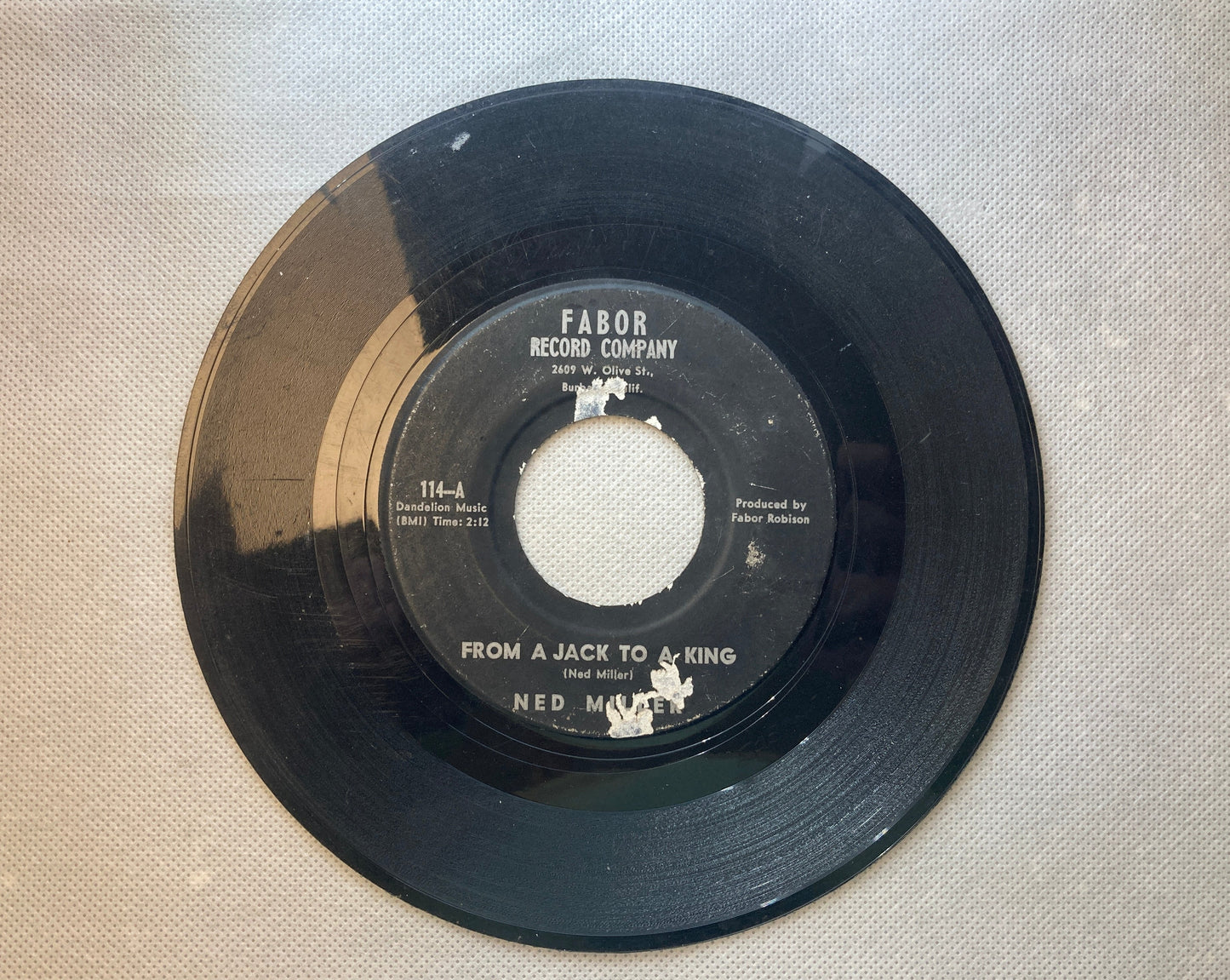 45 double sided Ned Miller record "Parade of broken hearts" and "From a jack to a king"