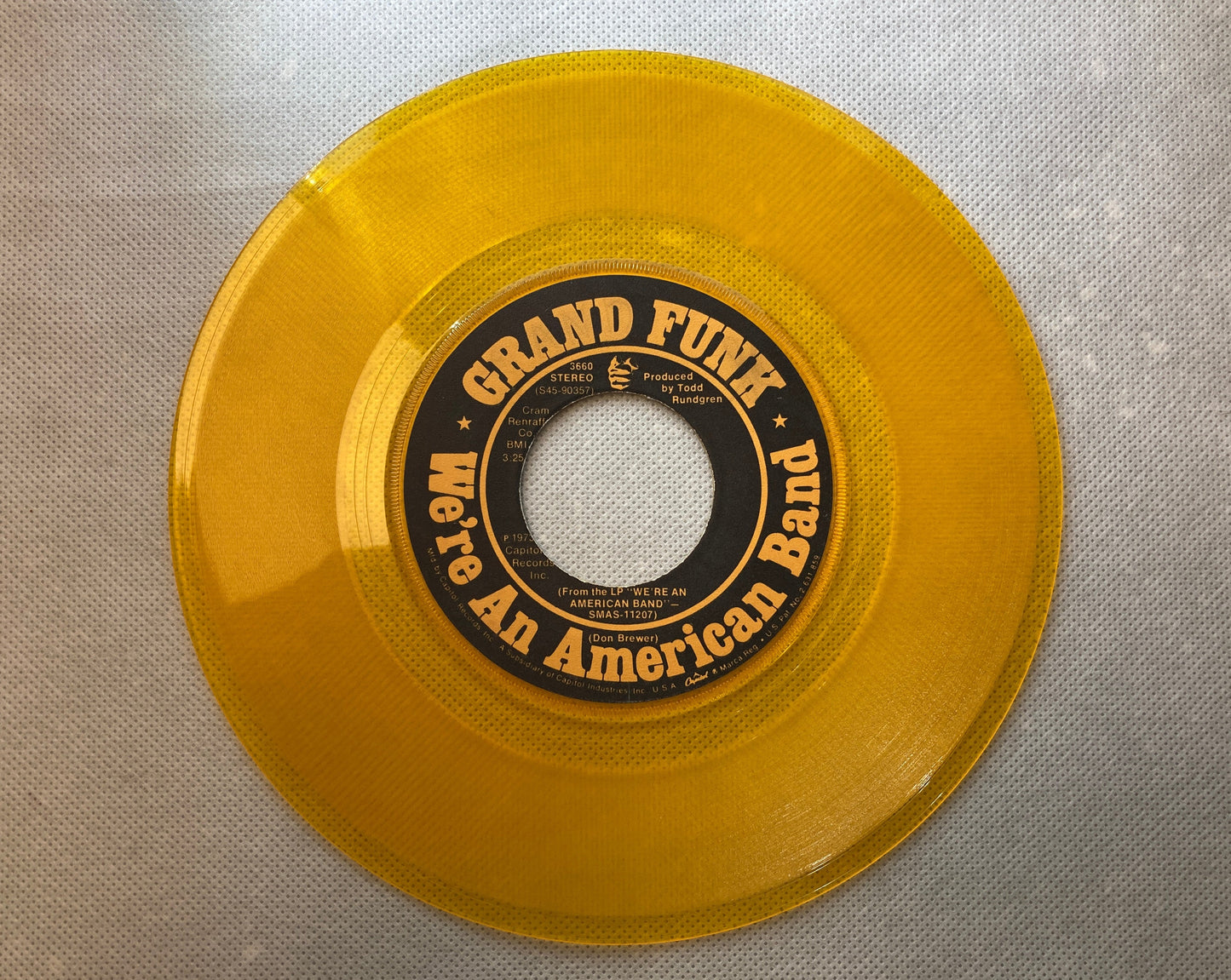 45 double sided Grand Funk record "Creepin' " and "We're an american band"