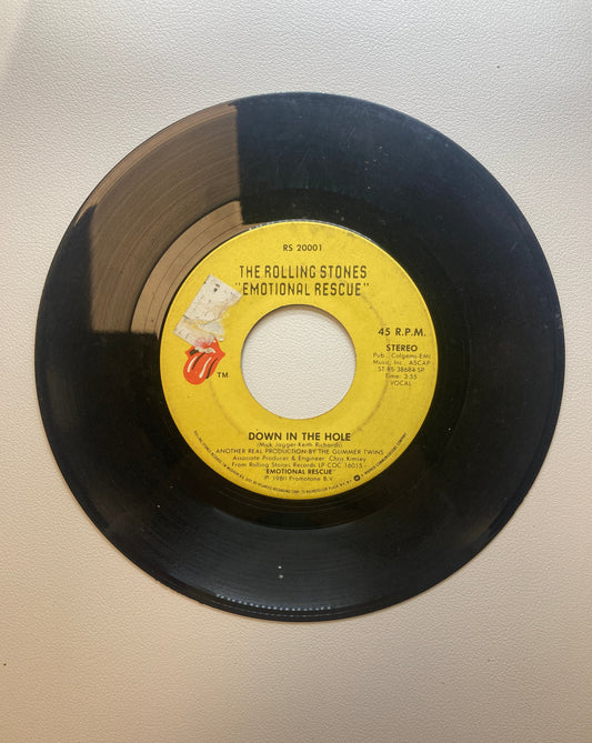 45 double sided record The Rolling Stones "Down the hole" and "Emotional rescue"