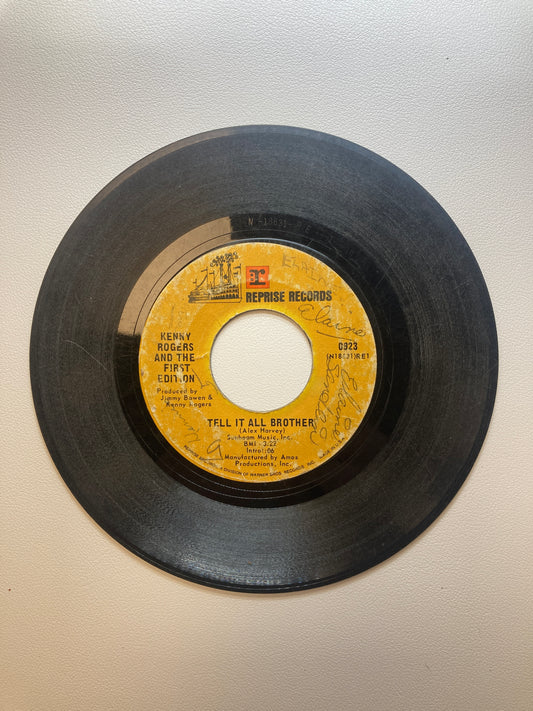 45 double sided Kenny Rogers and the First Edition record "Tell it all brother" and "Just remember you're my sunshine"