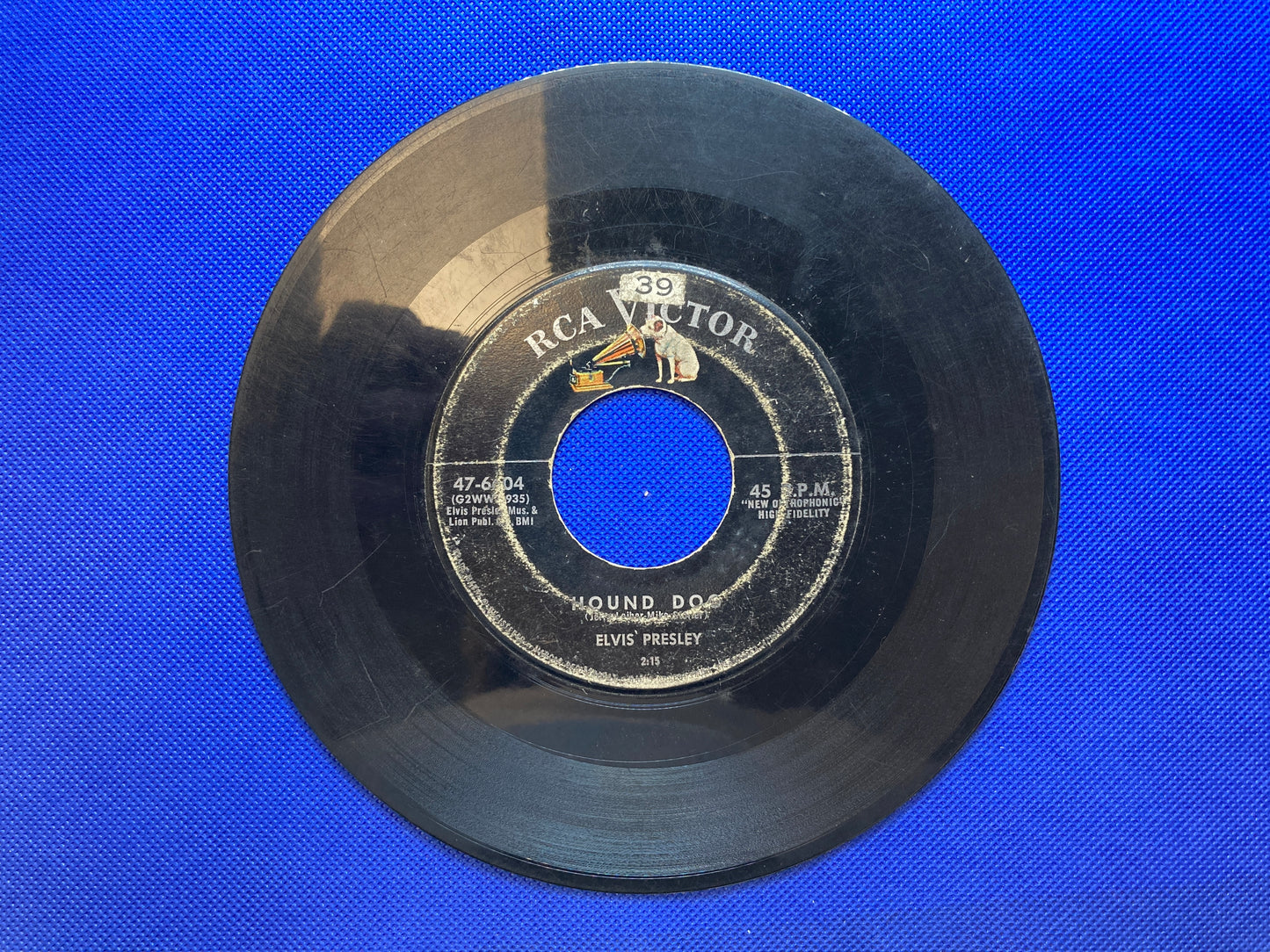 45 double sided Elvis Presley record "Don't be cruel" and "Hound dog"