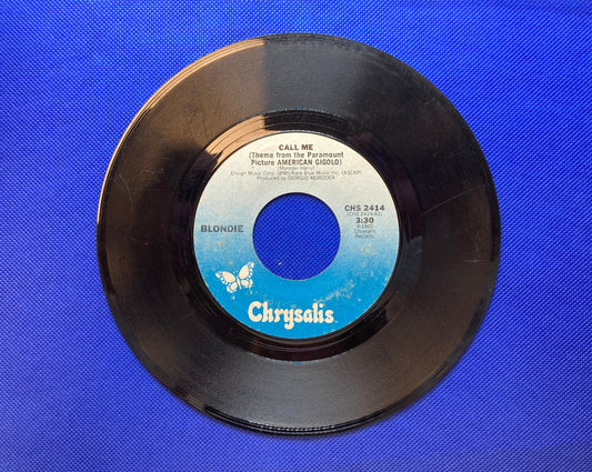 45 double sided Blondie record "Call Me" and "Call Me (instrumental)"