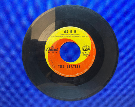 45 double sided The Beatles record "Yes it is" and "Ticket to ride"